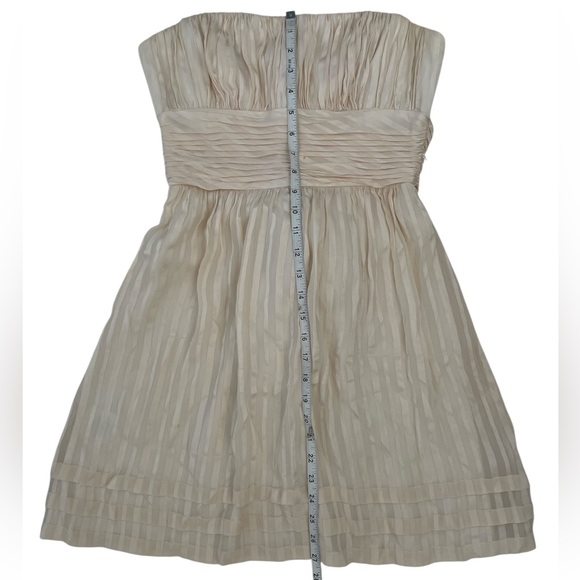 BCBGMaxAzria Strapless Off White Pleated Silk Mini Dress - Picture 9 of 15